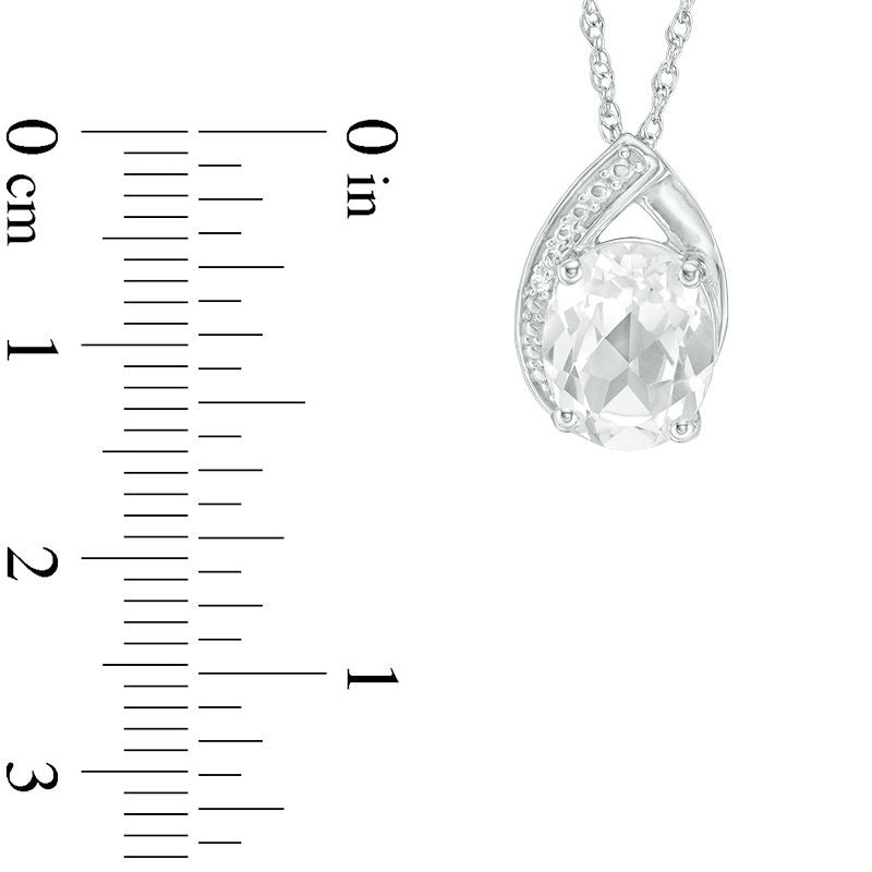 Oval and Round Lab-Created White Sapphire Teardrop Pendant in Sterling Silver