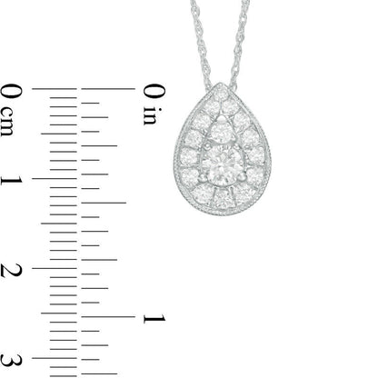 0.5 CT. T.W. Natural Diamond Teardrop Frame Antique Vintage-Style Pendant in 10K White Gold