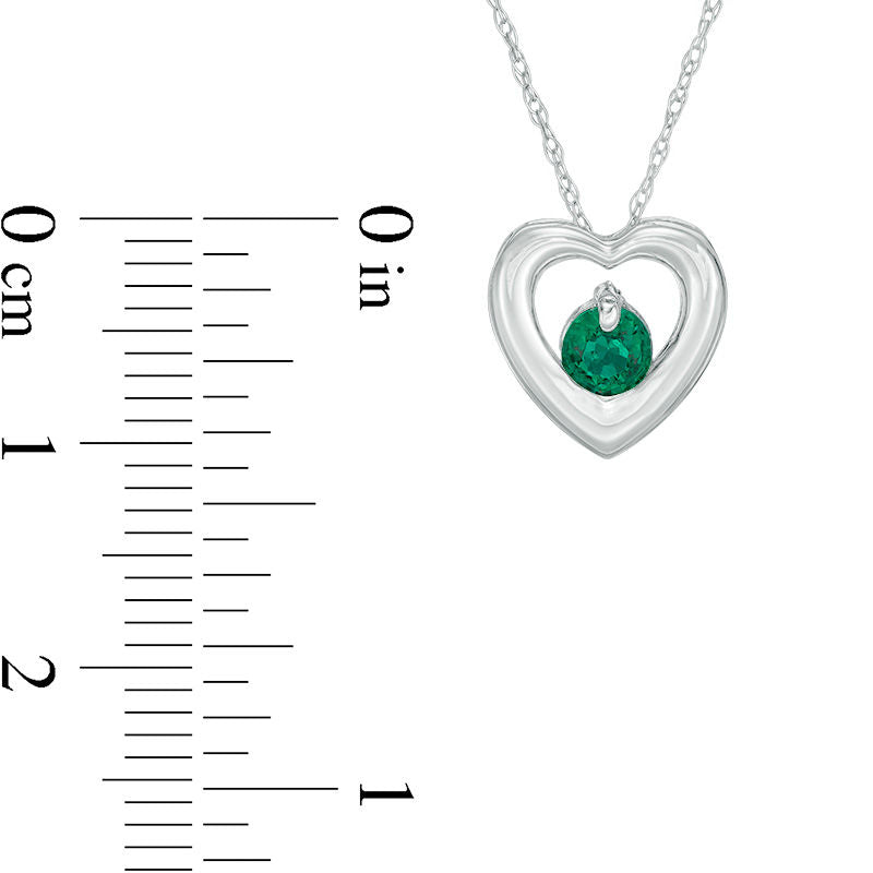 4.0mm Lab-Created Emerald Heart Pendant in 10K White Gold