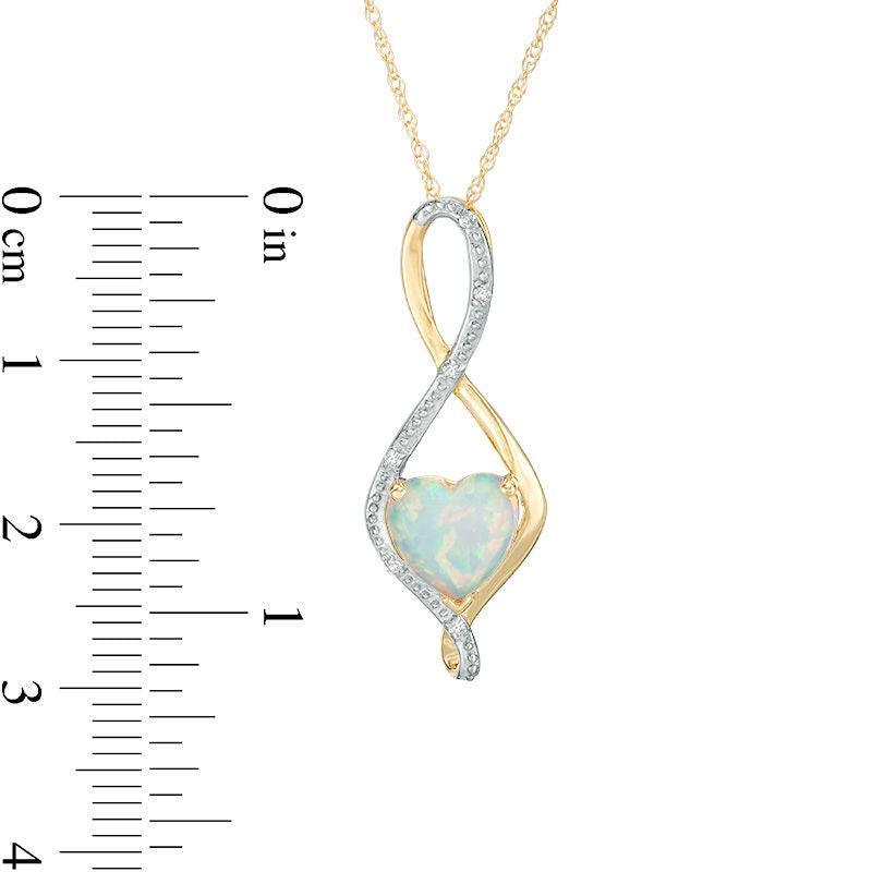 8.0mm Heart-Shaped Lab-Created Opal and Diamond Accent Infinity Pendant in 10K Yellow Gold