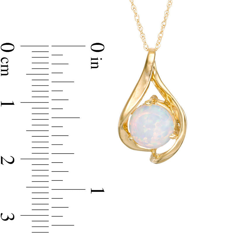8.0mm Lab-Created Opal Teardrop Pendant in 10K Yellow Gold