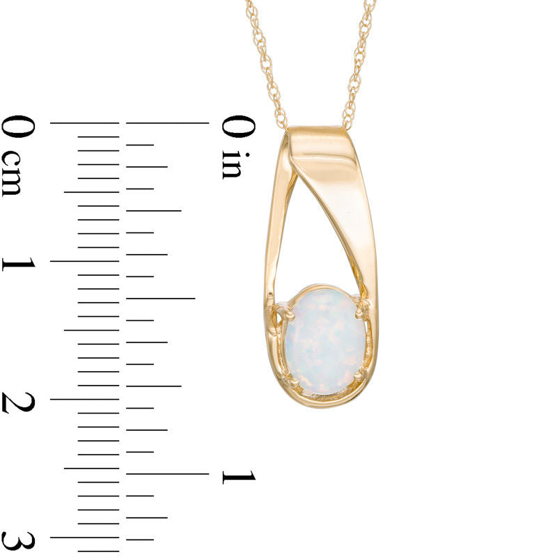 Oval Lab-Created Opal Pendant in 10K Yellow Gold