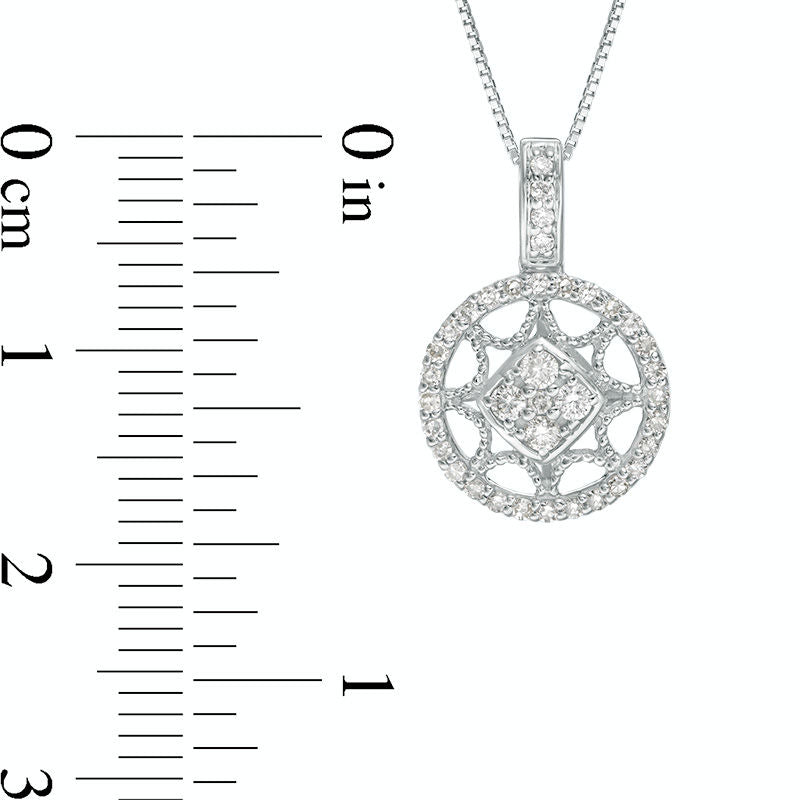 0.25 CT. T.W. Natural Diamond Antique Vintage-Style Star Circle Pendant in 10K White Gold