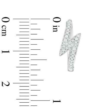 0.25 CT. T.W. Diamond Lightning Bolt Hoop Earrings in 10K White Gold