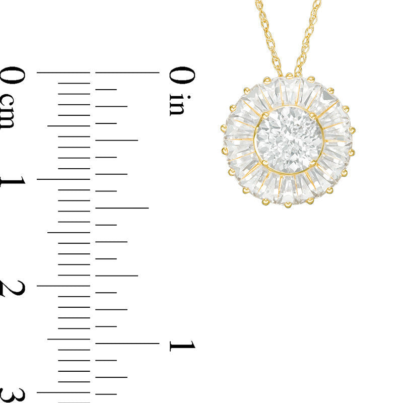 6.0mm Lab-Created White Sapphire Starburst Frame Pendant in 10K Yellow Gold