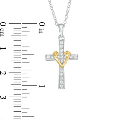 0.1 CT. T.W. Natural Diamond Wrapped Cross Pendant in 10K Two-Tone Gold