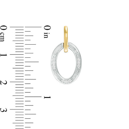 0.1 CT. T.W. Diamond Oval Drop Earrings in 10K Two-Tone Gold