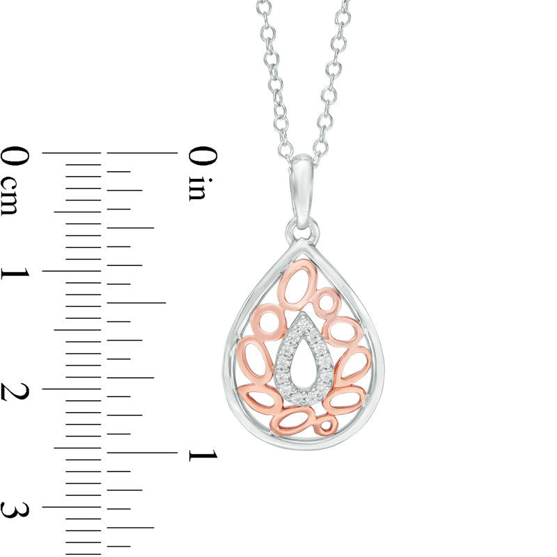 0.05 CT. T.W. Natural Diamond Double Teardrop Pendant in 10K Two-Tone Gold