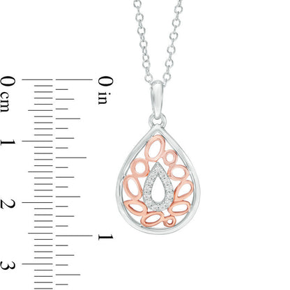 0.05 CT. T.W. Natural Diamond Double Teardrop Pendant in 10K Two-Tone Gold