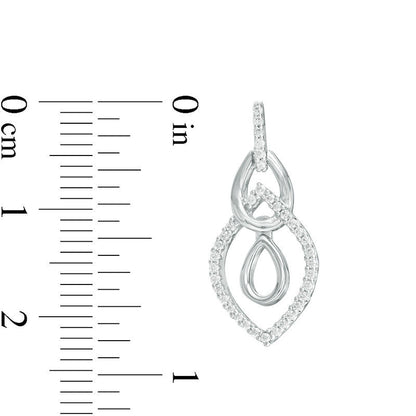 0.25 CT. T.W. Diamond Interlocking Marquise and Teardrop Earrings in 10K White Gold