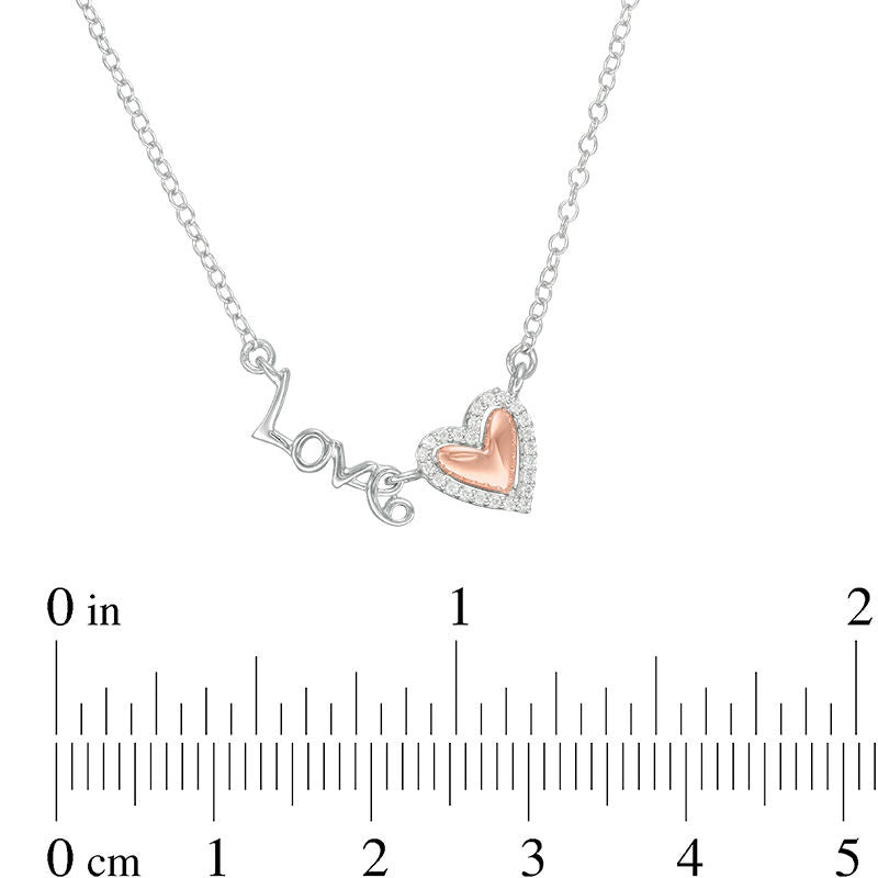 0.07 CT. T.W. Natural Diamond Love" Heart Necklace in 10K Two-Tone Gold"