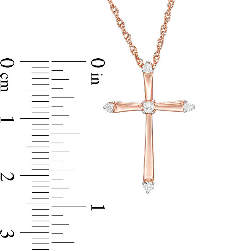 0.1 CT. T.W. Natural Diamond Cross Pendant in Sterling Silver with 14K Rose Gold Plate