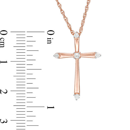 0.1 CT. T.W. Natural Diamond Cross Pendant in Sterling Silver with 14K Rose Gold Plate