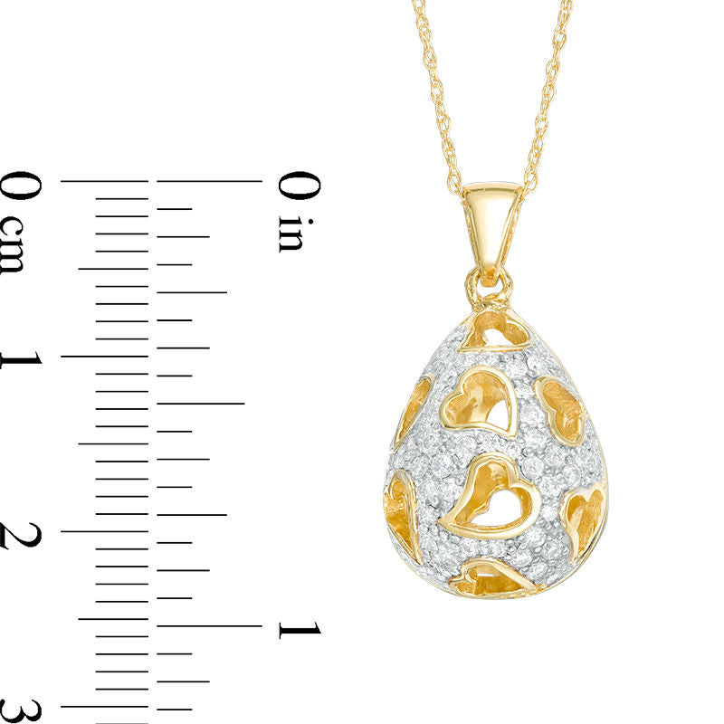 0.38 CT. T.W. Natural Diamond Heart Teardrop Pendant in 10K Yellow Gold