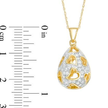 0.38 CT. T.W. Natural Diamond Heart Teardrop Pendant in 10K Yellow Gold