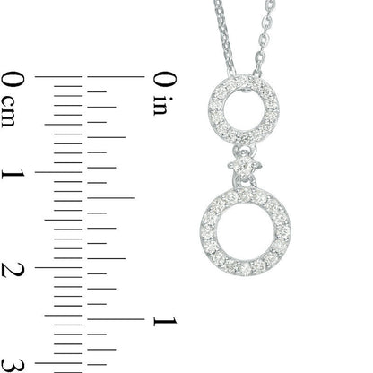 0.33 CT. T.W. Natural Diamond Double Circle Drop Pendant in Sterling Silver