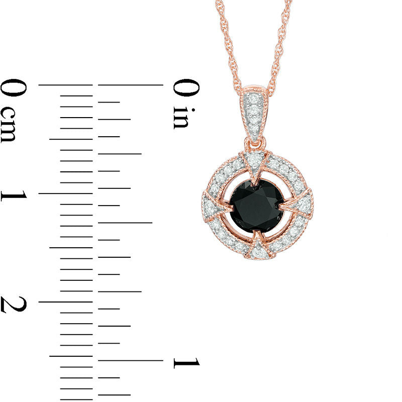 1.17 CT. T.W. Enhanced Black and White Natural Diamond Frame Antique Vintage-Style Pendant in 10K Rose Gold - 17"