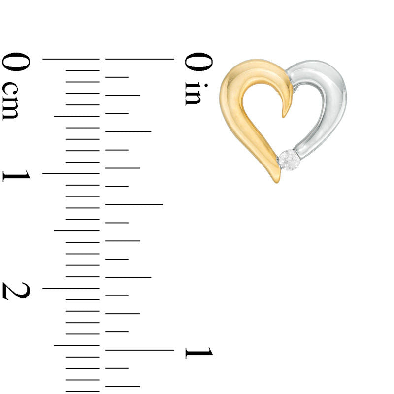0.07 CT. T.W. Diamond Heart Stud Earrings in 14K Two-Tone Gold