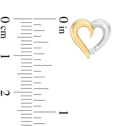 0.07 CT. T.W. Diamond Heart Stud Earrings in 14K Two-Tone Gold