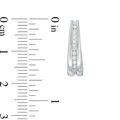 0.25 CT. T.W. Diamond J-Hoop Earrings in 14K White Gold