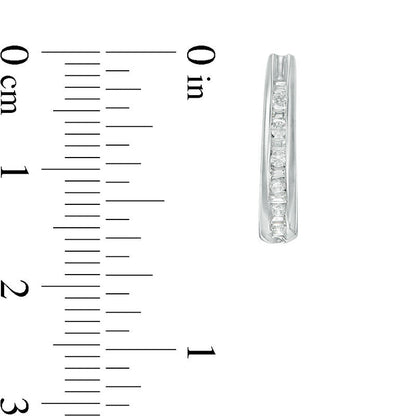 0.25 CT. T.W. Baguette and Round Diamond J-Hoop Earrings in 14K White Gold