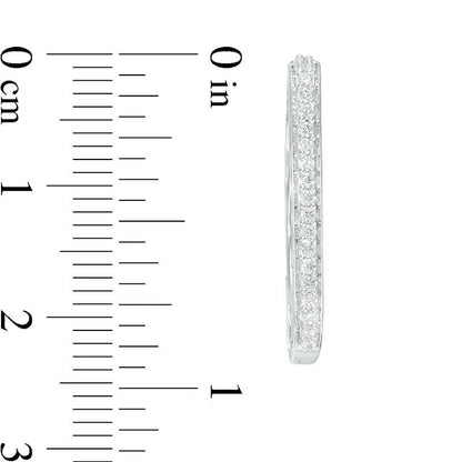 0.33 CT. T.W. Diamond Square Hoop Earrings in 14K White Gold