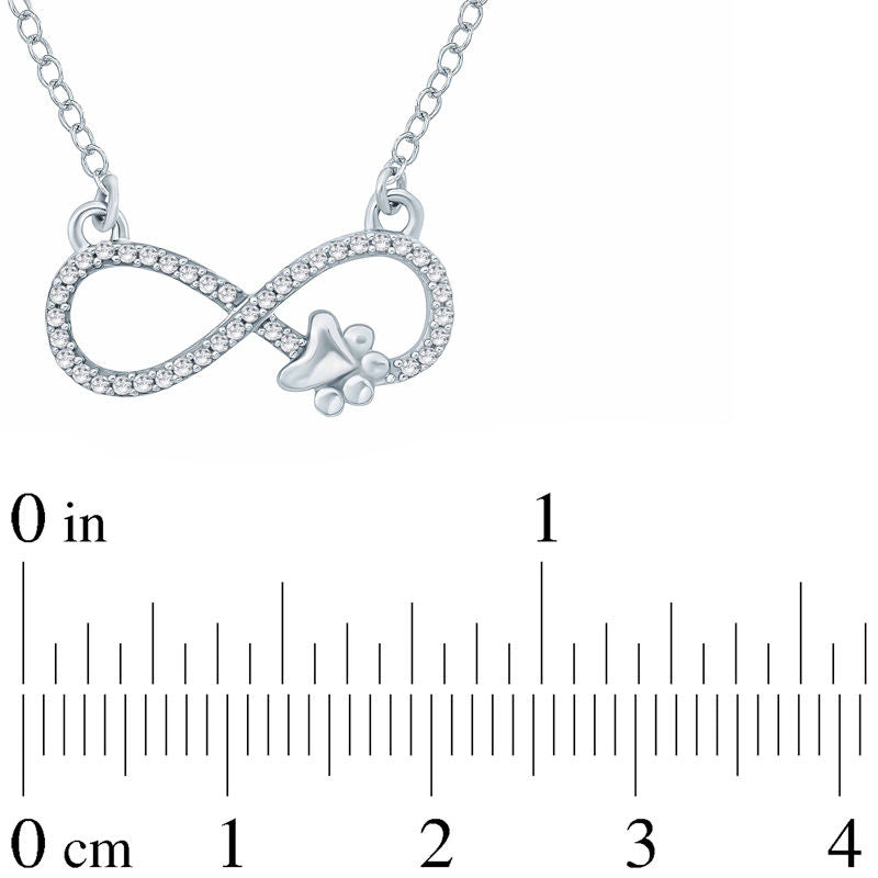 0.1 CT. T.W. Natural Diamond Infinity Paw Necklace in 10K White Gold