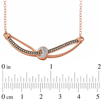 0.25 CT. T.W. Champagne and White Natural Diamond Crossover Necklace in 10K Rose Gold
