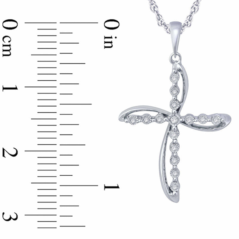 0.05 CT. T.W. Natural Diamond Layered Cross Pendant in Sterling Silver