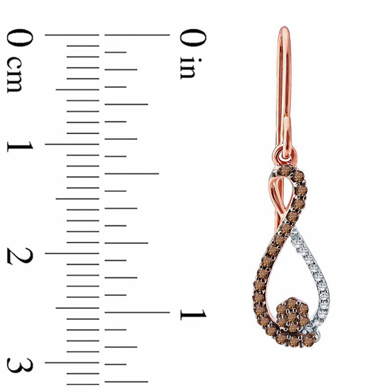 0.25 CT. T.W. Composite Champagne and White Diamond Infinity Drop Earrings in 10K Rose Gold