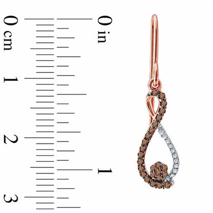 0.25 CT. T.W. Composite Champagne and White Diamond Infinity Drop Earrings in 10K Rose Gold
