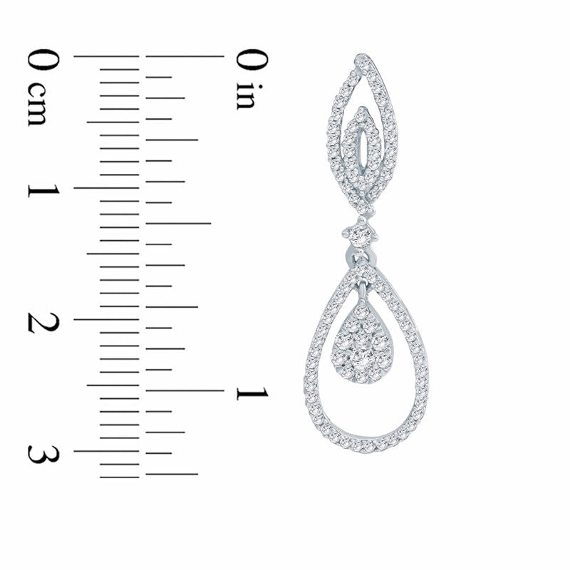 0.38 CT. T.W. Diamond Double Teardrop Earrings in 10K White Gold
