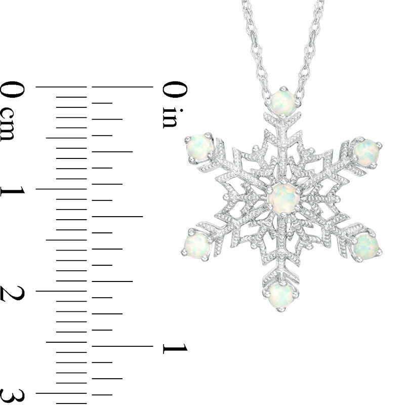 Lab-Created Opal Antique Vintage-Style Snowflake Pendant in Sterling Silver