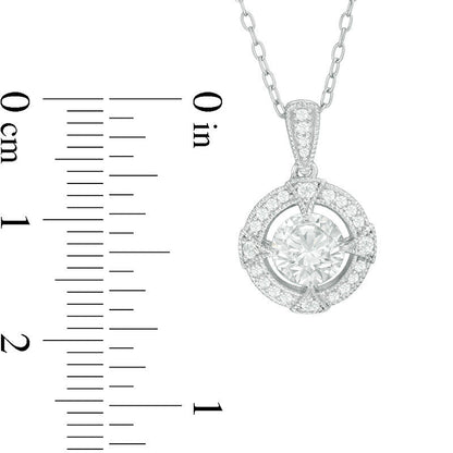 6.0mm Lab-Created White Sapphire and 0.1 CT. T.W. Diamond Antique Vintage-Style Compass Frame Pendant in Sterling Silver