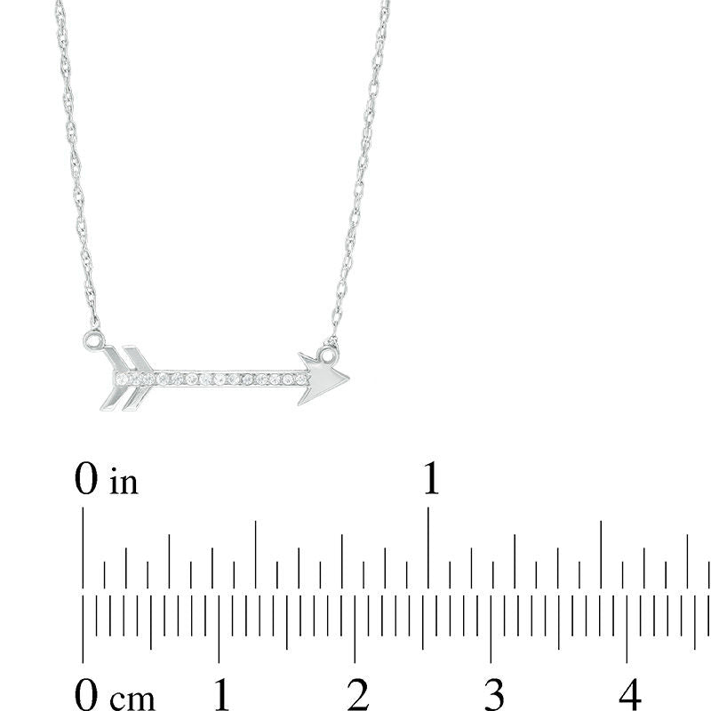 0.05 CT. T.W. Natural Diamond Laser-Cut Sideways Arrow Necklace in 10K White Gold