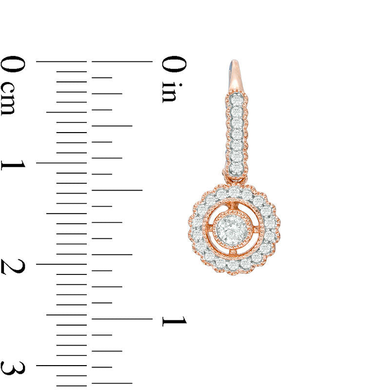 0.5 CT. T.W. Diamond Frame Vintage-Style Drop Earrings in 10K Rose Gold