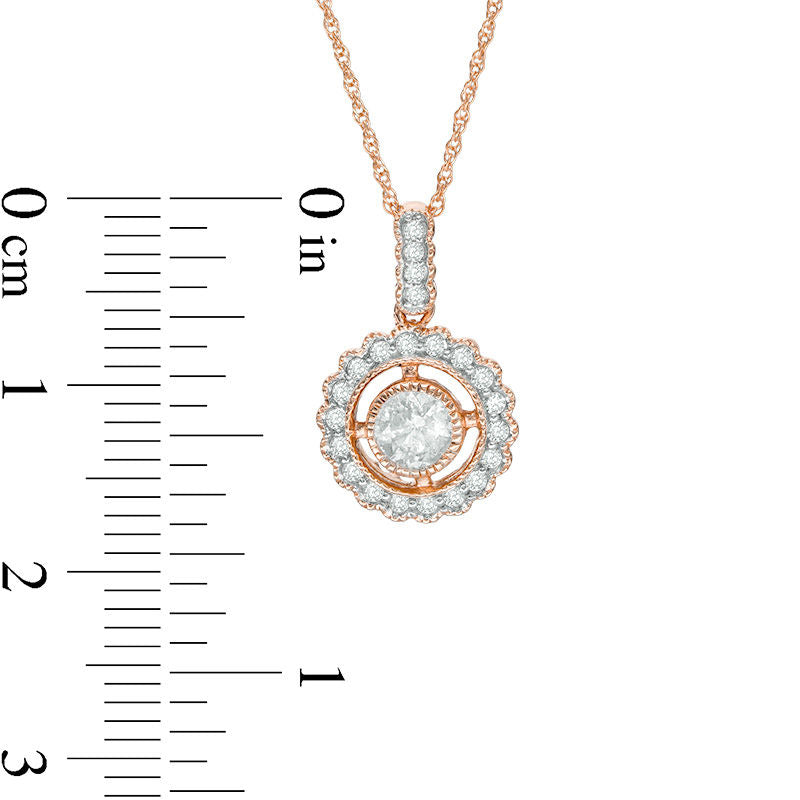 0.5 CT. T.W. Natural Diamond Frame Antique Vintage-Style Pendant in 10K Rose Gold - 17"