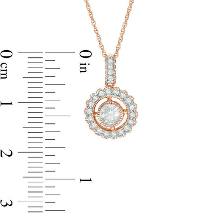 0.5 CT. T.W. Natural Diamond Frame Antique Vintage-Style Pendant in 10K Rose Gold - 17"