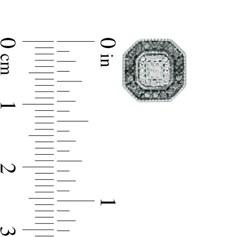 0.05 CT. T.W. Enhanced Black and White Diamond Octagon Frame Stud Earrings in Sterling Silver