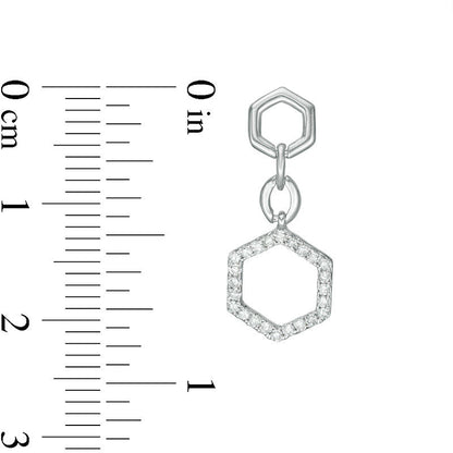 0.2 CT. T.W. Diamond Double Hexagon Drop Earrings in 14K White Gold