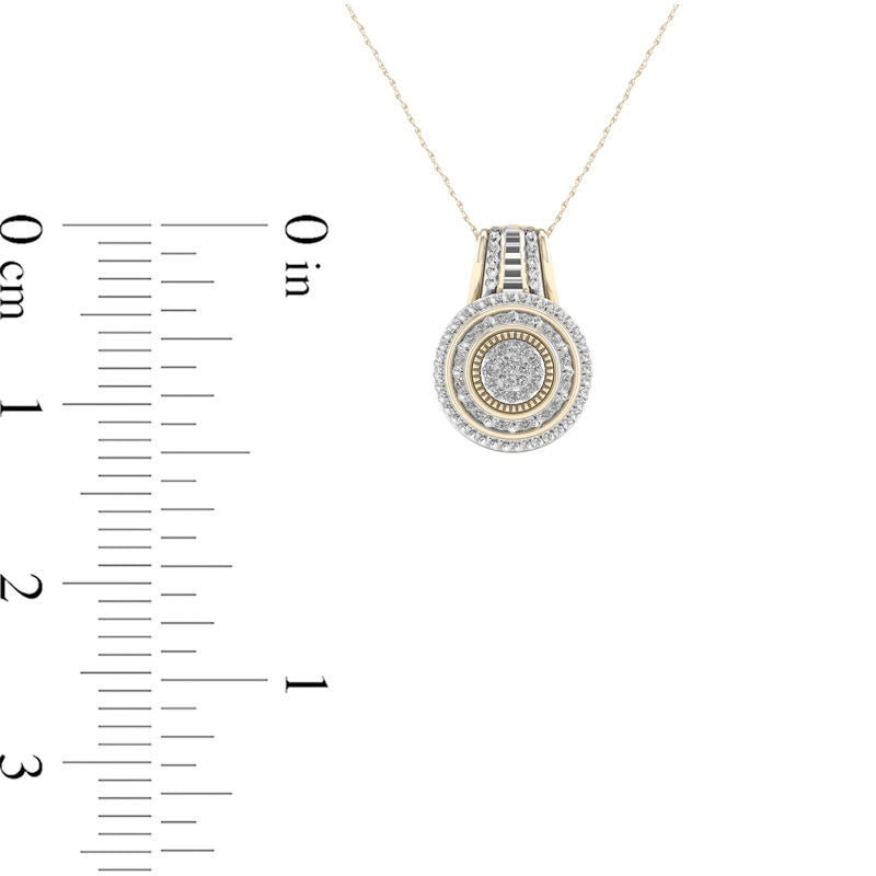 0.1 CT. T.W. Composite Natural Diamond Frame Antique Vintage-Style Pendant in 10K Yellow Gold