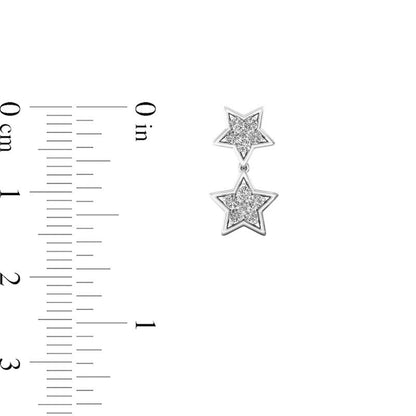 0.2 CT. T.W. Diamond Double Star Drop Earrings in 10K White Gold