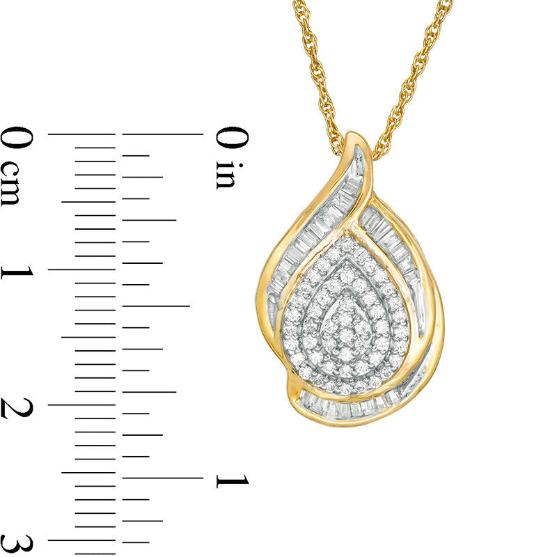 0.5 CT. T.W. Composite Natural Diamond Teardrop Pendant in 10K Yellow Gold