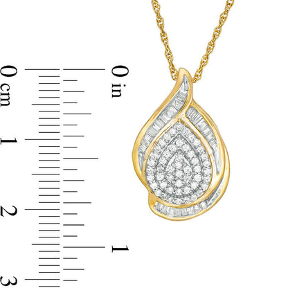 0.5 CT. T.W. Composite Natural Diamond Teardrop Pendant in 10K Yellow Gold