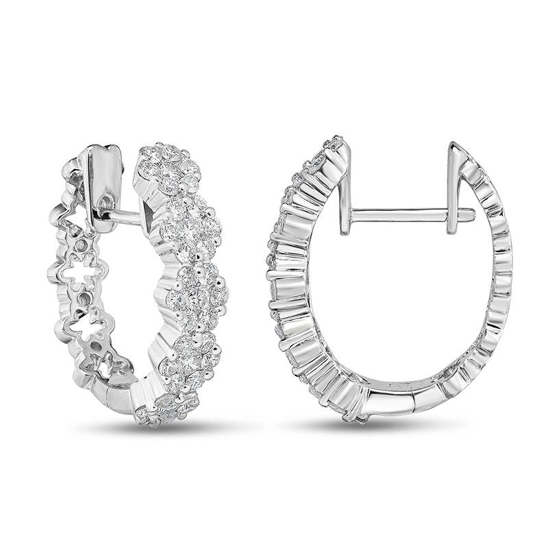 1 CT. T.W. Diamond Frame Hoop Earrings in 14K White Gold