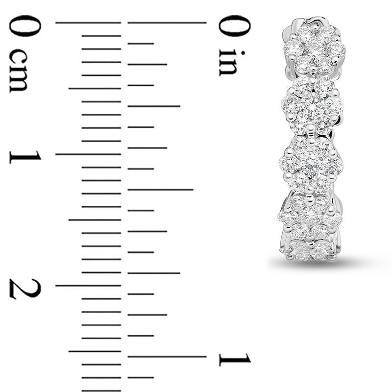 1 CT. T.W. Diamond Frame Hoop Earrings in 14K White Gold