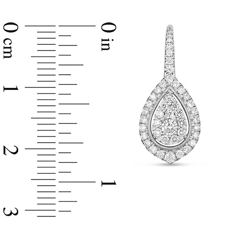 1 CT. T.W. Diamond Teardrop Frame Vintage-Style Drop Earrings in 14K White Gold