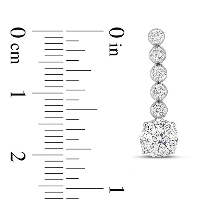 0.5 CT. T.W. Diamond Frame Vintage-Style Drop Earrings in 10K White Gold