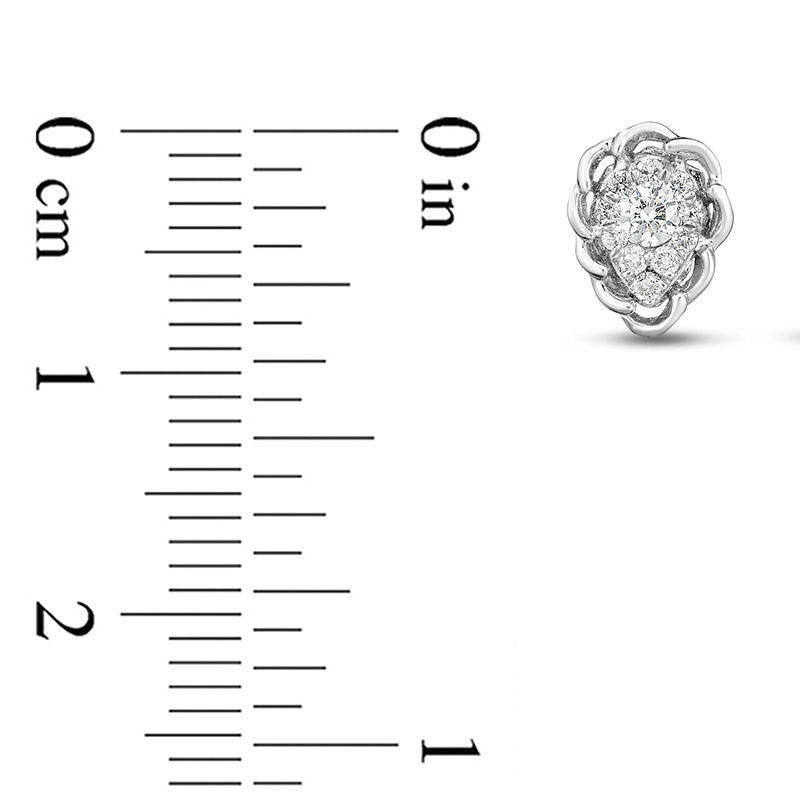 0.2 CT. T.W. Diamond Teardrop Scallop Frame Stud Earrings in 10K White Gold