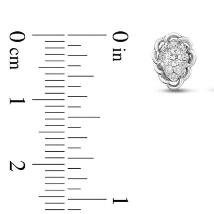 0.2 CT. T.W. Diamond Teardrop Scallop Frame Stud Earrings in 10K White Gold